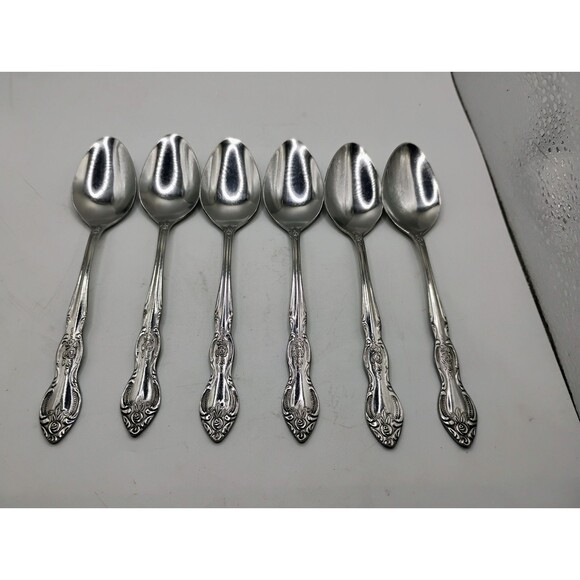 6) Vintage Orleans Silver Stainless Korea Spoons ORL24 Pattern Vintage Flatware - Picture 1 of 15